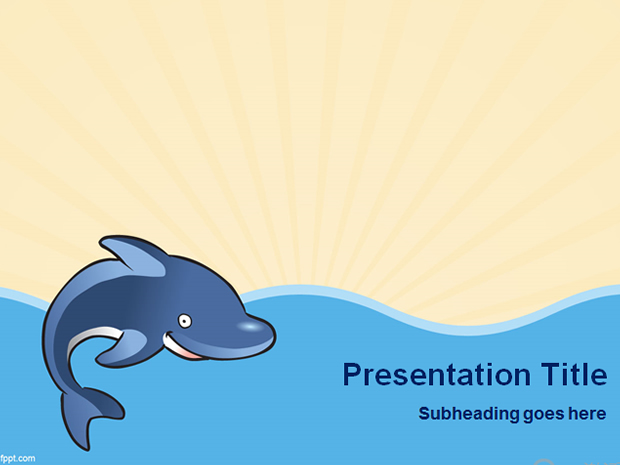 鲸鱼 海浪矢量卡通PowerPoint幻灯片模板