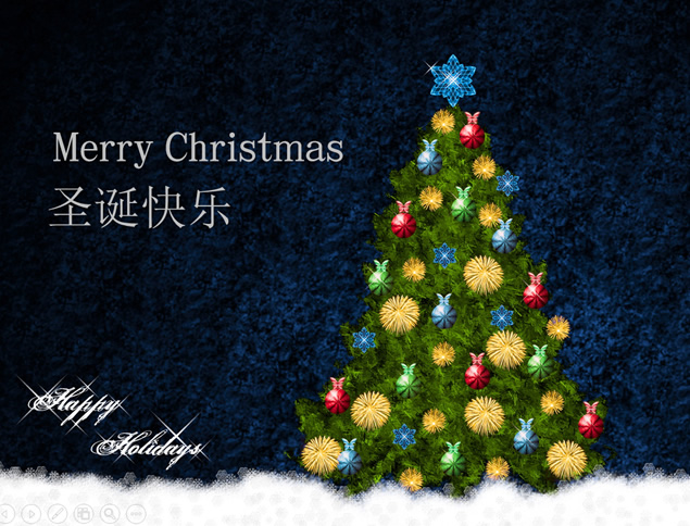 漂亮的圣诞树——Merry Christmas圣诞节PowerPoint幻灯片模板
