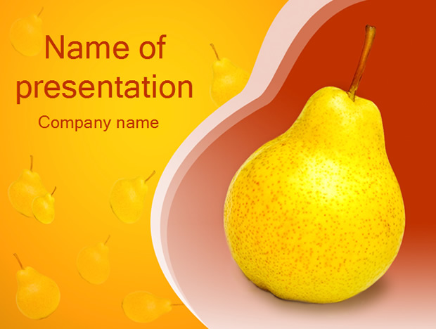 梨线条轮廓创意橙色水果PowerPoint幻灯片模板
