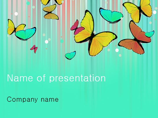 彩色蝴蝶漂亮背景PowerPoint幻灯片模板
