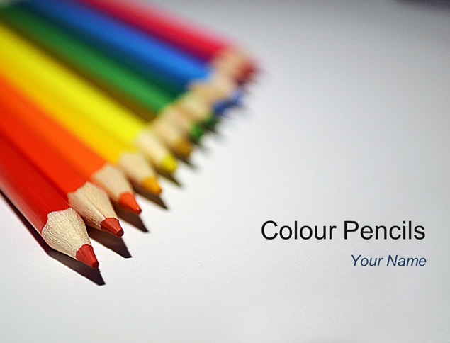 彩色铅笔简单风格欧美PowerPoint幻灯片模板