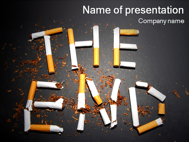 烟头创意“THE END ”戒烟公益主题Powerpoint模板 幻灯片演示文档 PPT下载1