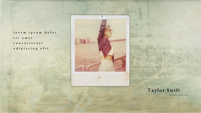 怀旧音乐海报风泰勒斯威夫特PPT模板。泰勒斯威夫特（Taylor Swift）,1989年12月13日出生于美国宾夕法尼亚州,美国女歌手、词曲作者、音乐制作人、