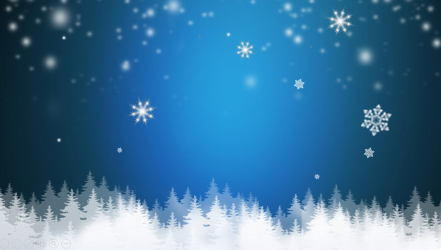 大雪纷飞圣诞老人送礼物——圣诞节音乐祝福贺卡ppt模板