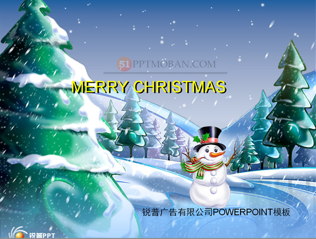 圣诞节飘雪Powerpoint模板 幻灯片演示文档 PPT下载