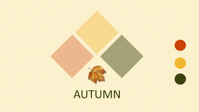 布纹背景秋天落叶树叶PPT模板。一套秋季秋天主题幻灯片模板,米黄色布纹背景,唯美秋叶落叶装饰。