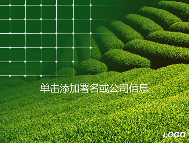 绿色茶山自然风景ppt模板